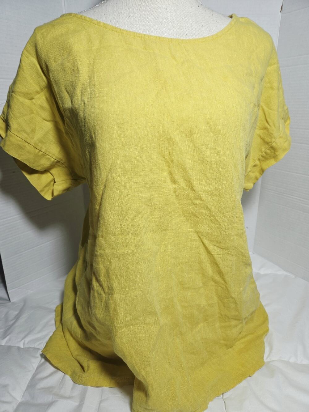 Terzo Millennio Linen Tunic S Yellow Button Back Lagenlook Made Italy Coastal